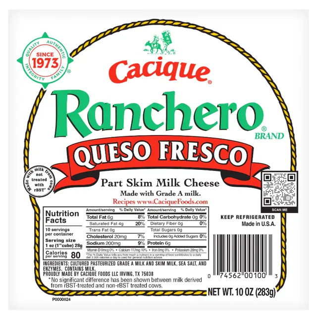 Cacique Ranchero Queso Fresco, 10 oz