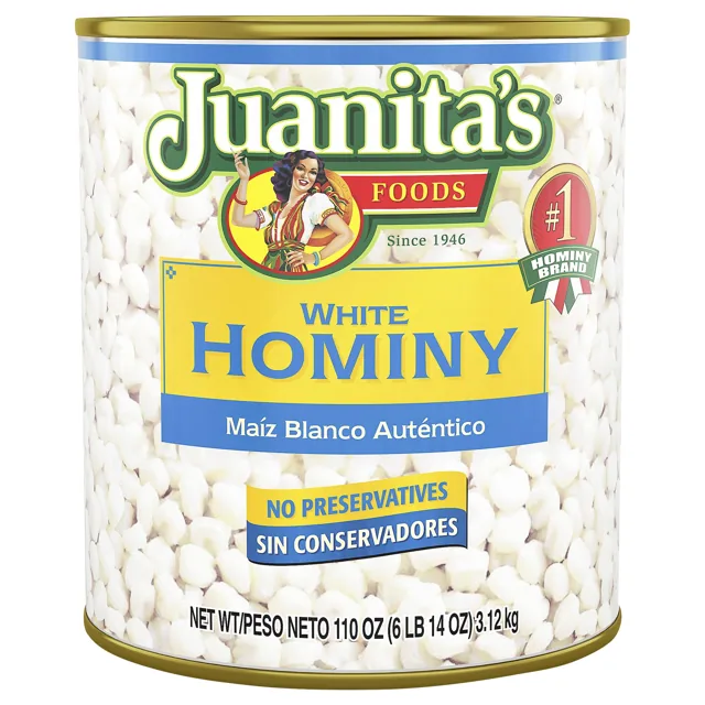 Juanita's White Hominy, 110 oz
